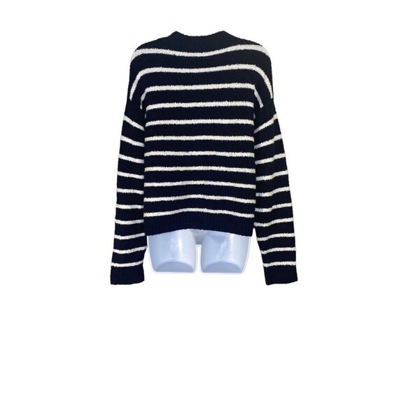 Vince Womens Striped Waffle Stitch Blue White Stripe Sweater Pullover Size Large - Picture 4 of 9